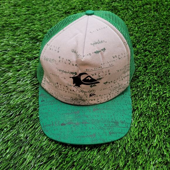 Vintage Y2K Quiksilver Trucker Hat AOP Logo Print Snapback Surf Skate - Picture 1 of 8